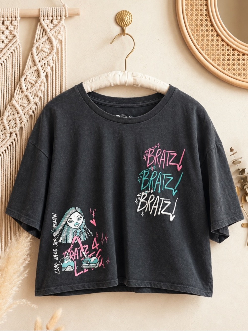 Bratz Black Charcoal Graphic Crop Tee